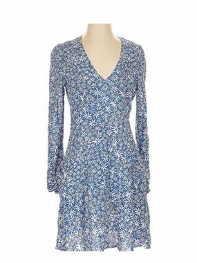 Uniqlo Blue Floral V-Neck Mini Dress
